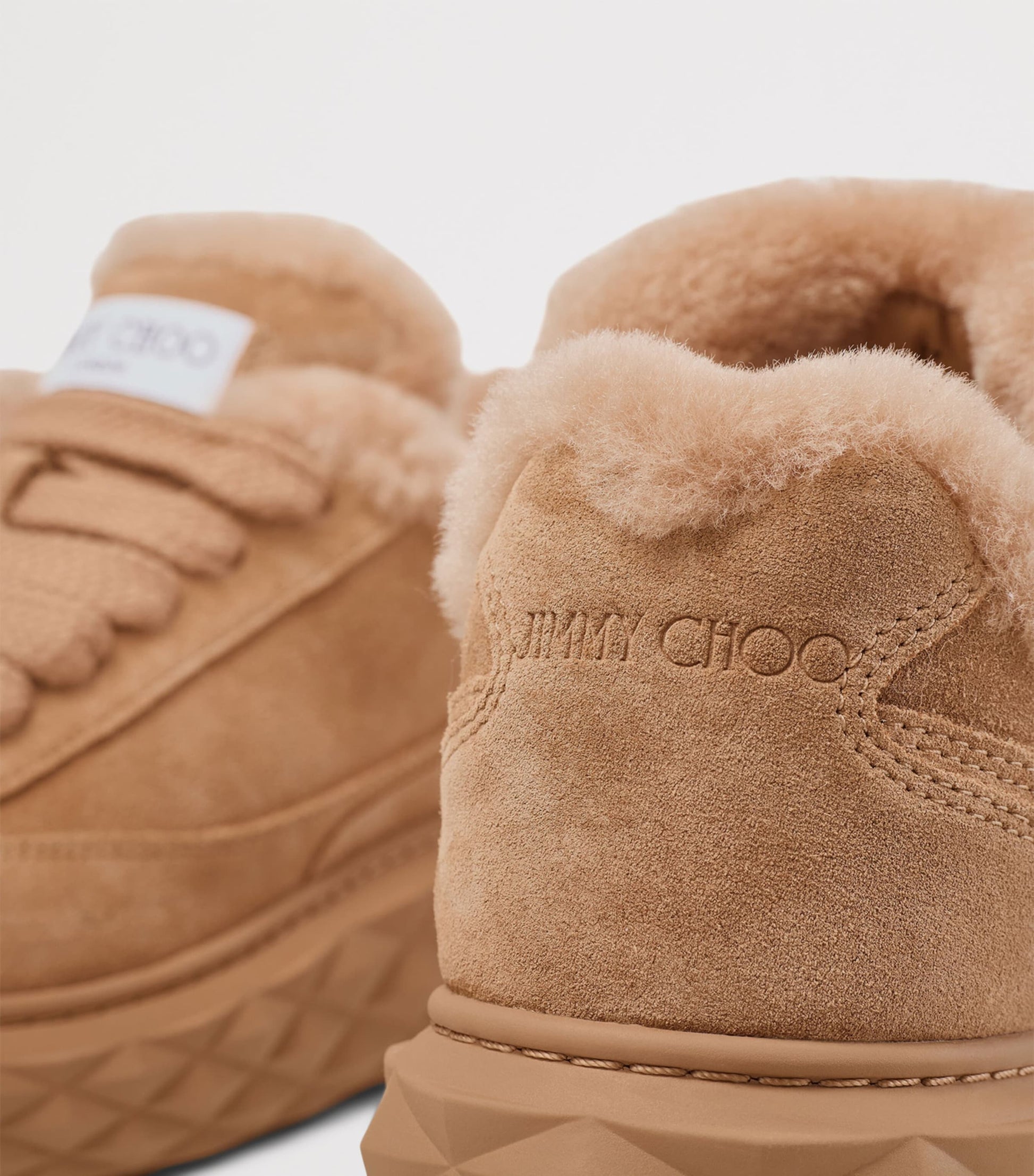 Diamond Maxi Retro Suede-Shearling Sneakers V TOFFEE/TOFFEE