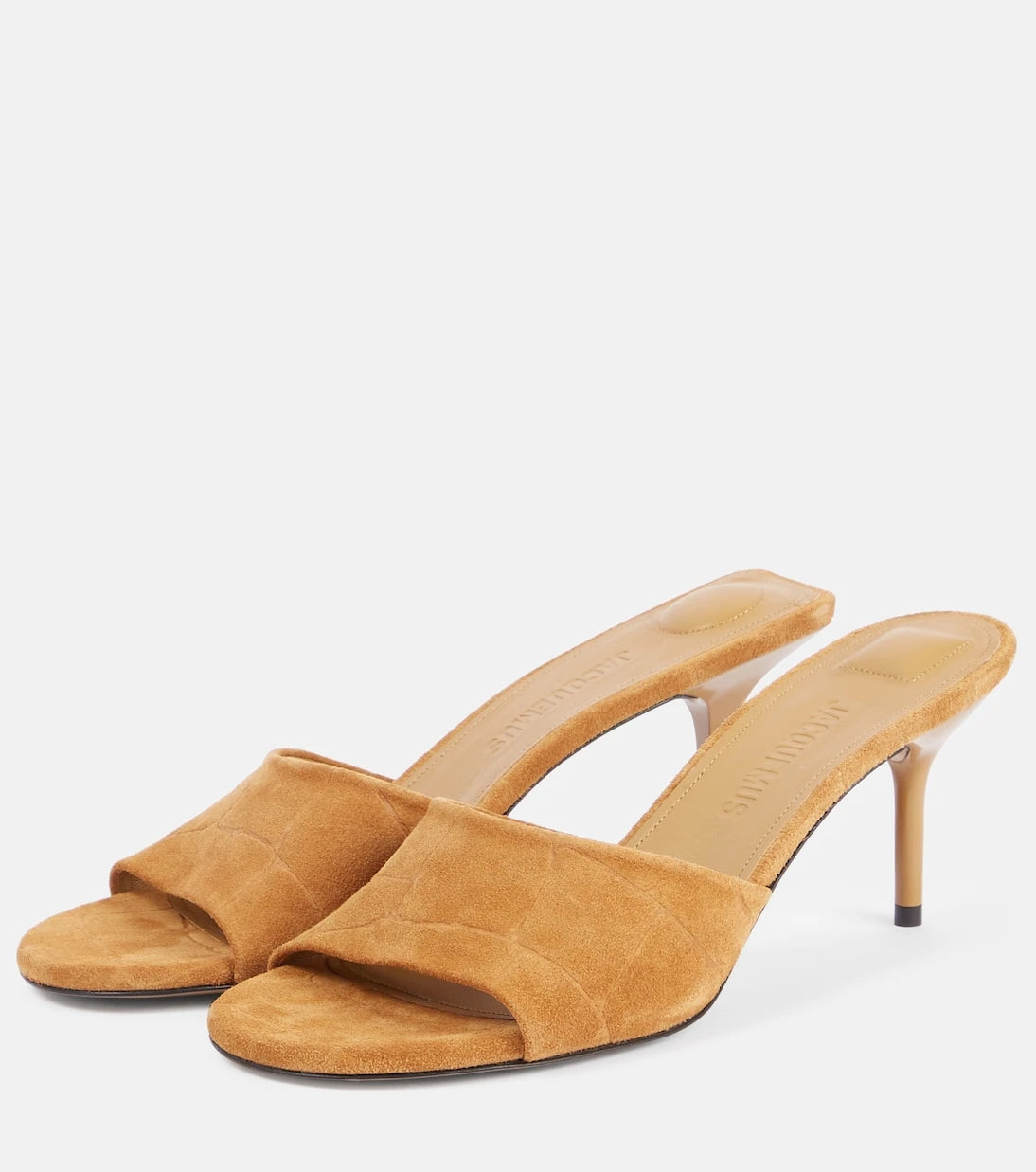 Jacquemus - Cubisto 70 croc-effect suede mules