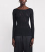 Skims Black Lace Boat-Neck Long-Sleeve T-Shirt