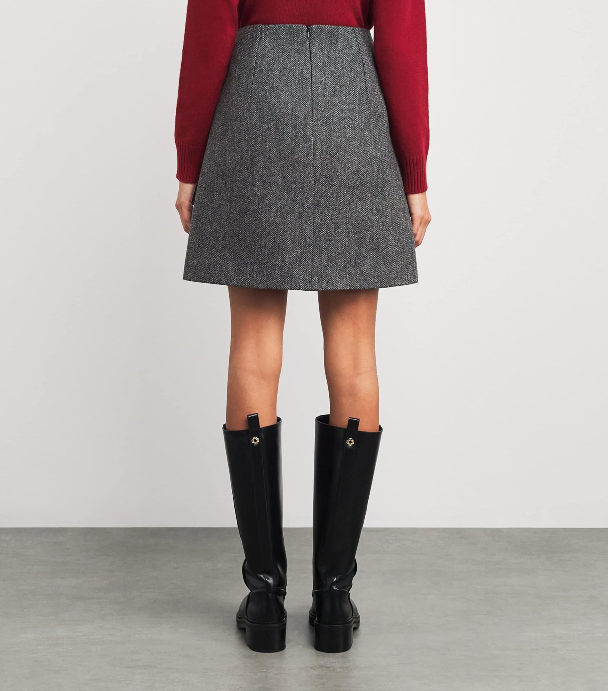 Weekend Max Mara Grey Wool A-Line Skirt