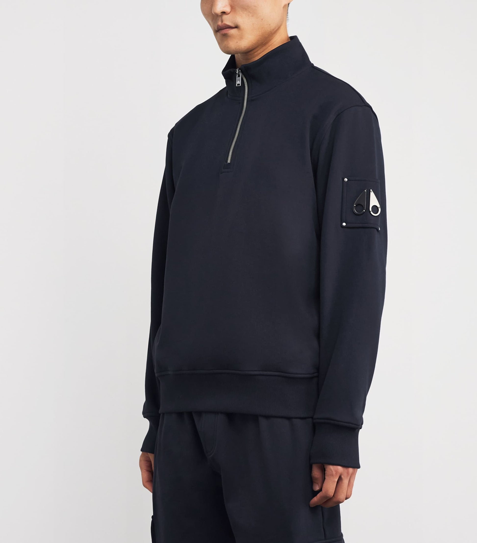 Moose Knuckles Navy Cotton Hartsfield Quarter-Zip Sweatshirt