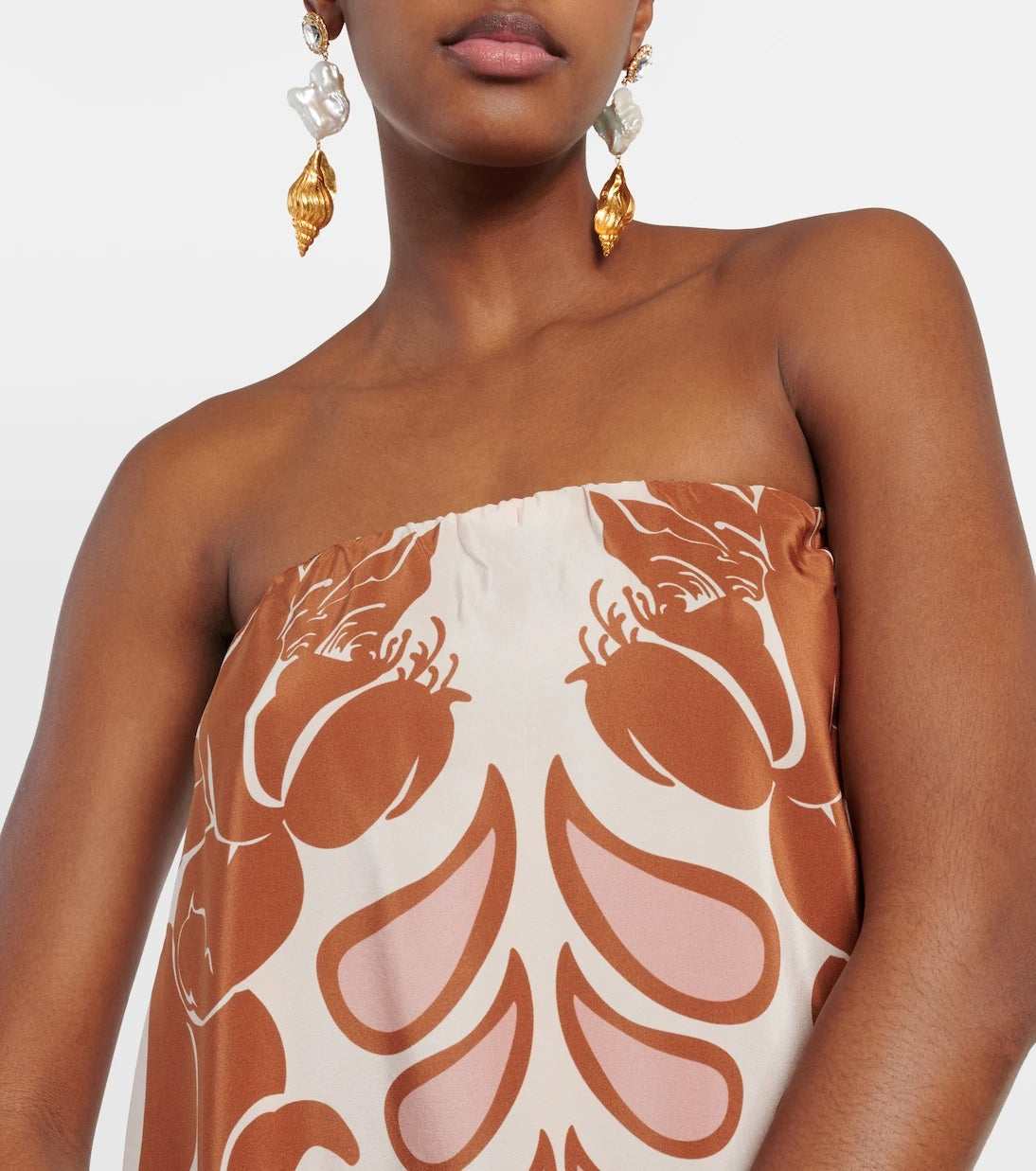 Adriana Degreas - Printed strapless silk maxi dress