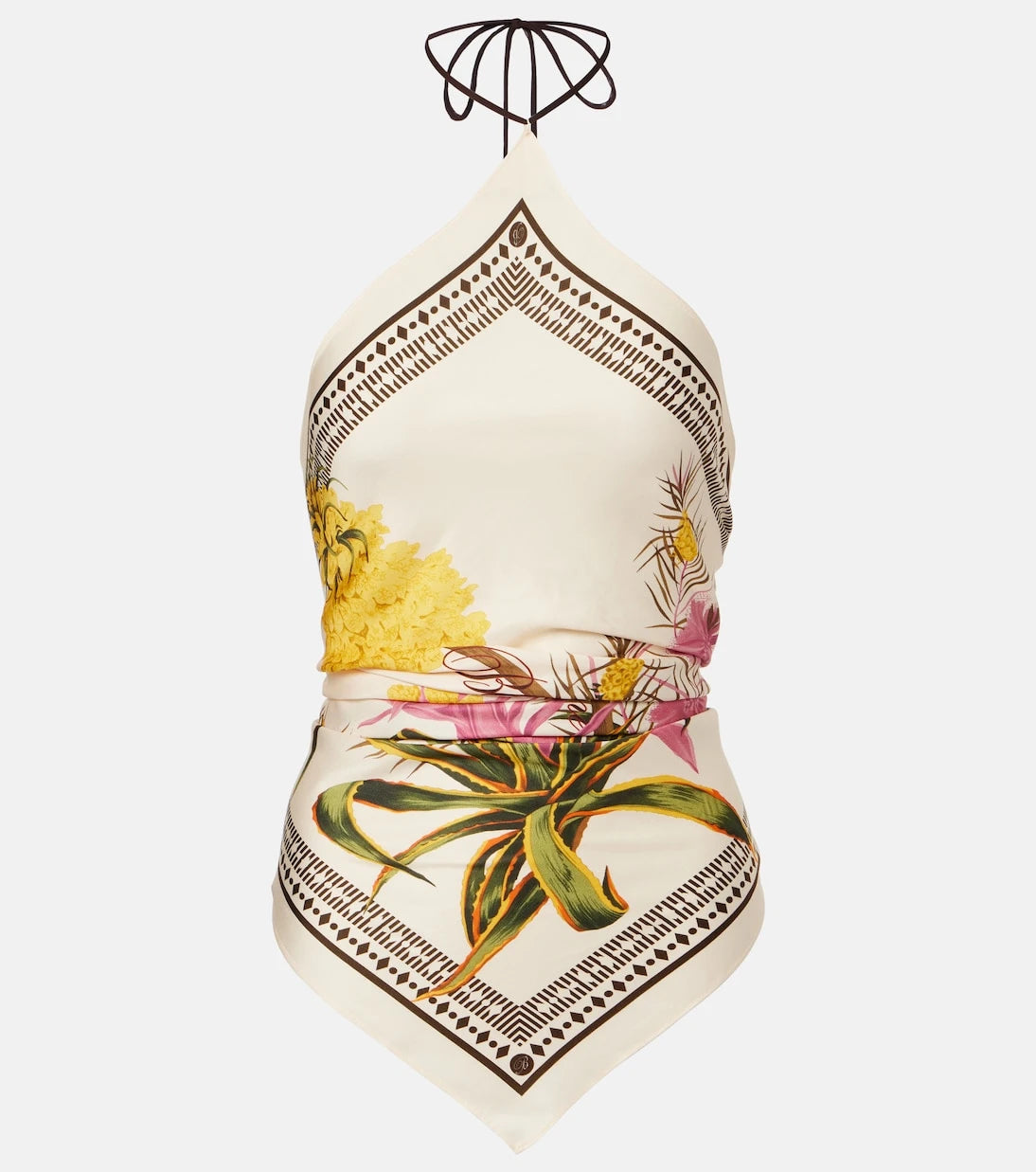 Blumarine - Desenli halter yakalı gabardin üst