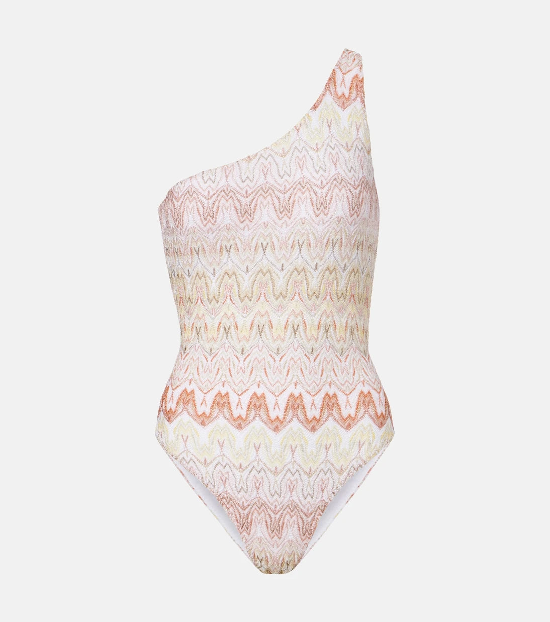 Missoni - مايوه لاميه بكتف واحد بنمط متعرج