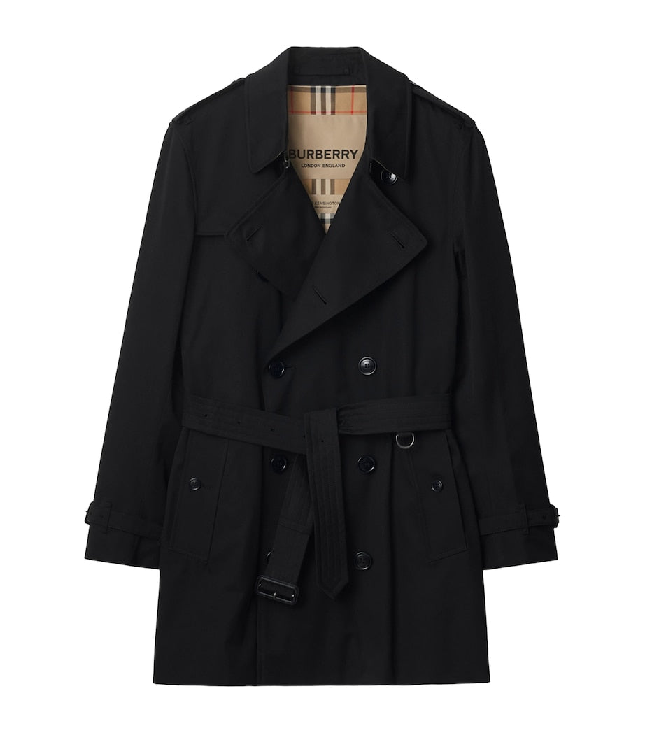 Burberry Black Cotton Kensington Short Trench Coat