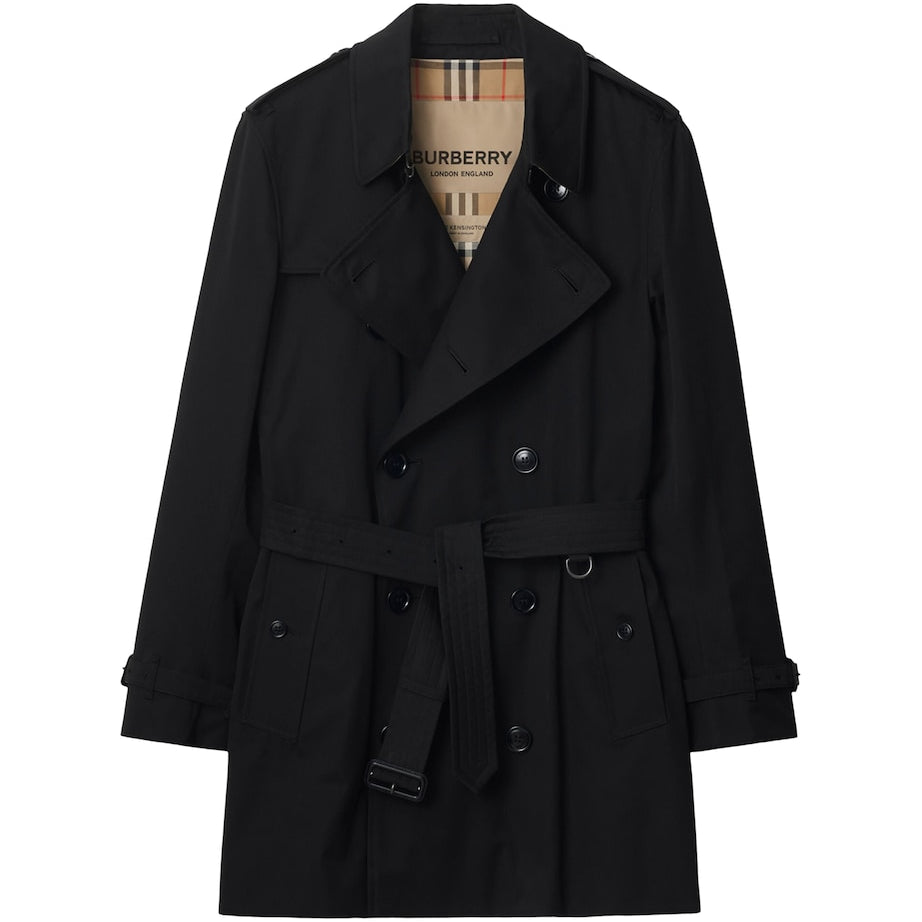 Burberry Black Cotton Kensington Short Trench Coat