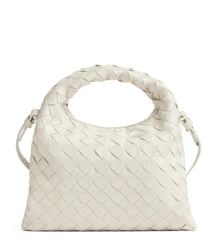 Bottega Veneta White Small Leather Hop Cross-Body Bag