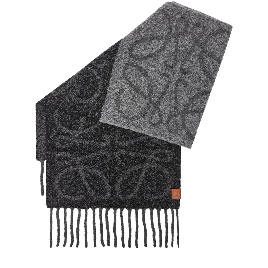 Grey Alpaca-Blend Anagram Scarf