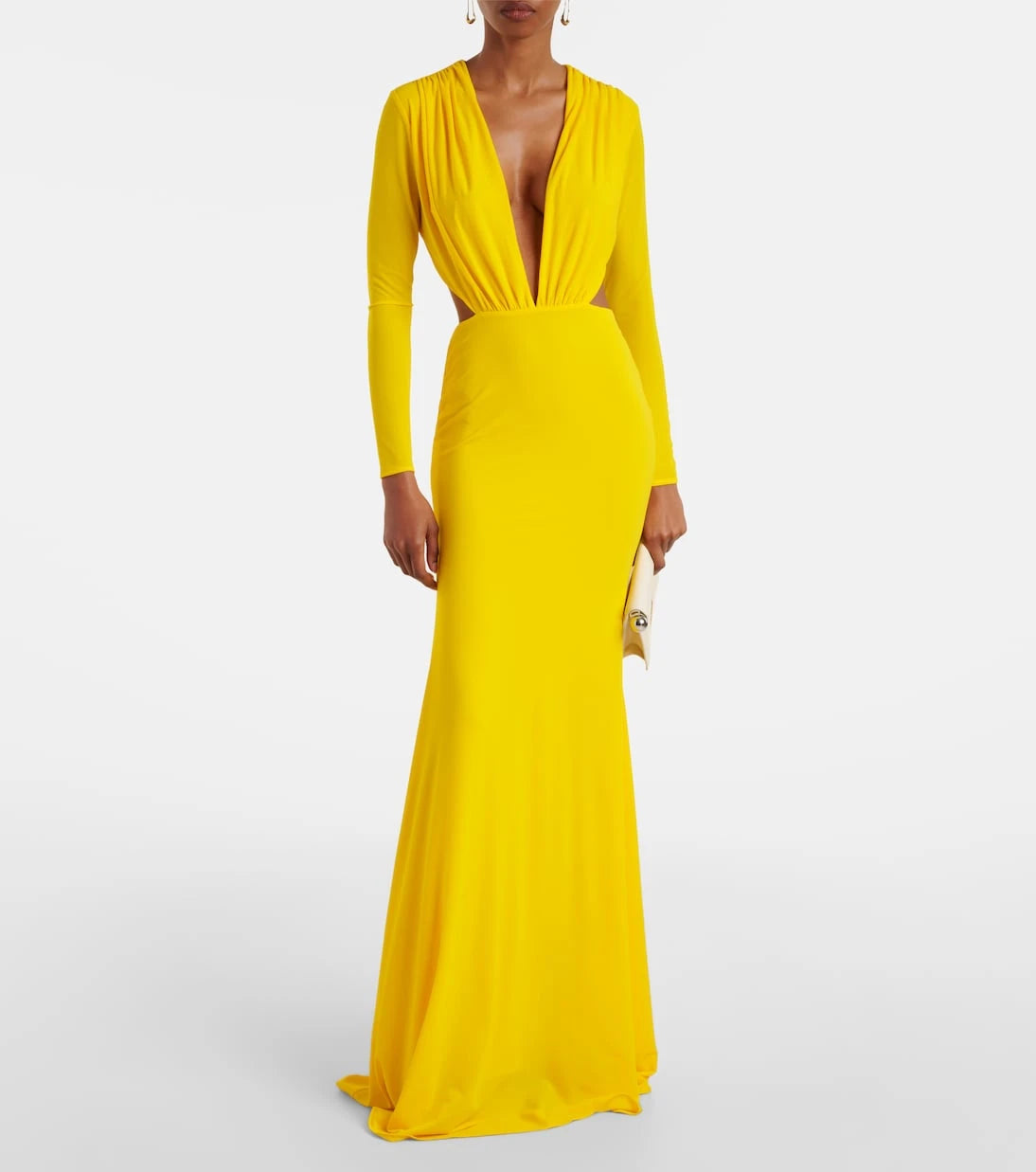 Alex Perry - Ruched open-back crêpe jersey gown