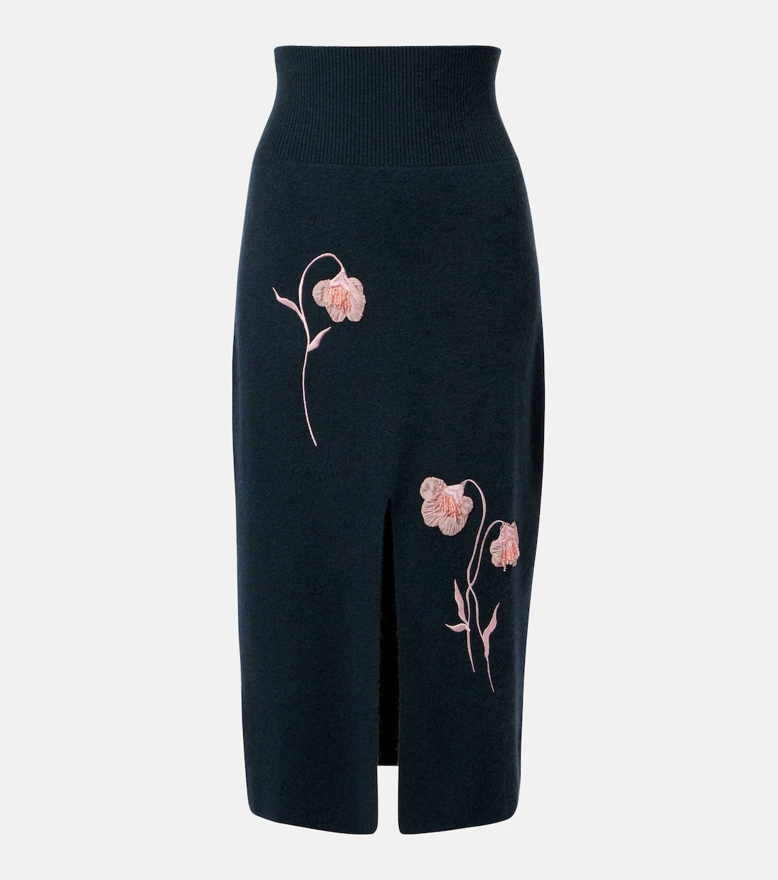 Erdem - Floral-appliqué knitted midi skirt