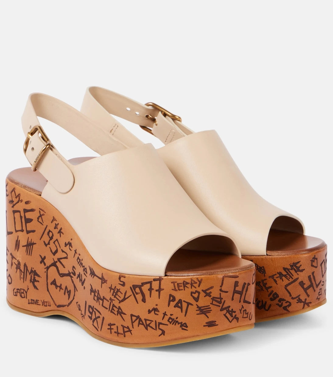 Chloé - Maxime debossed leather wedges
