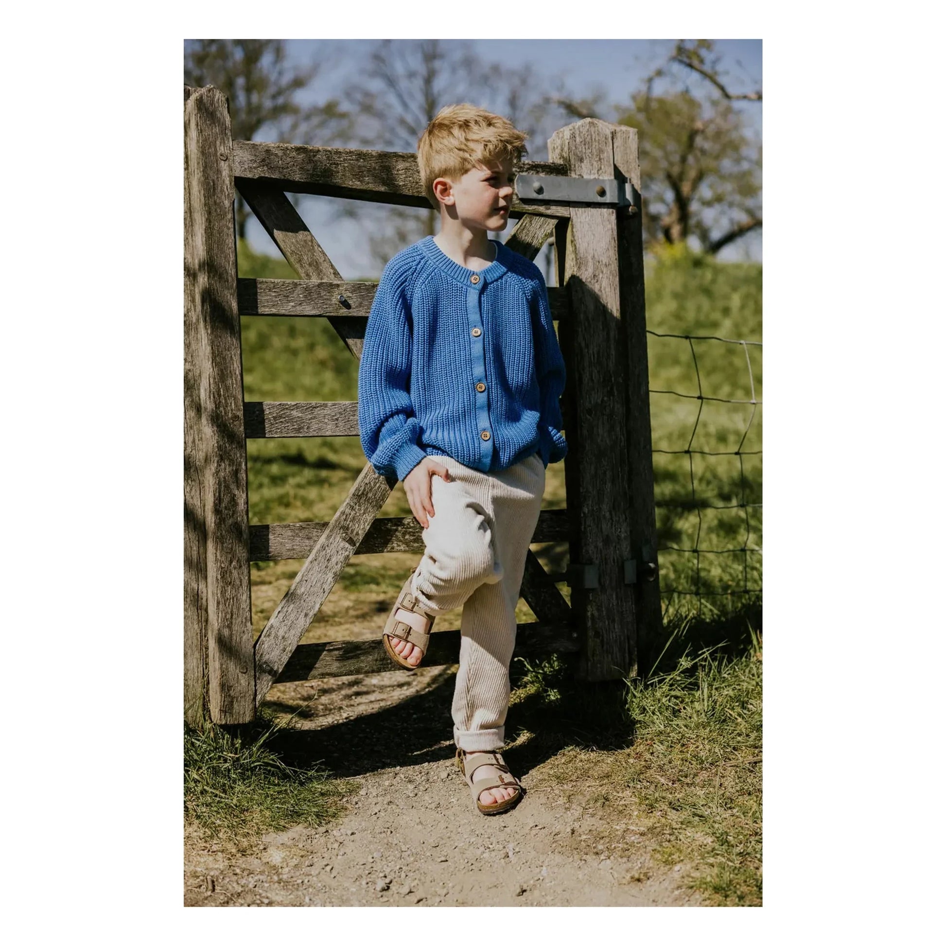 Yuki - Organic Cotton Raglan Cardigan | Blue