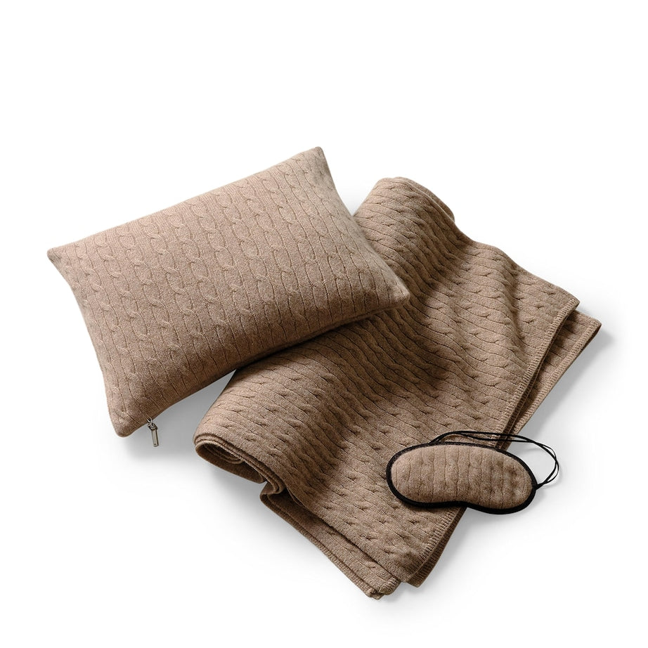 Cashmere Cable-Knit Travel Set