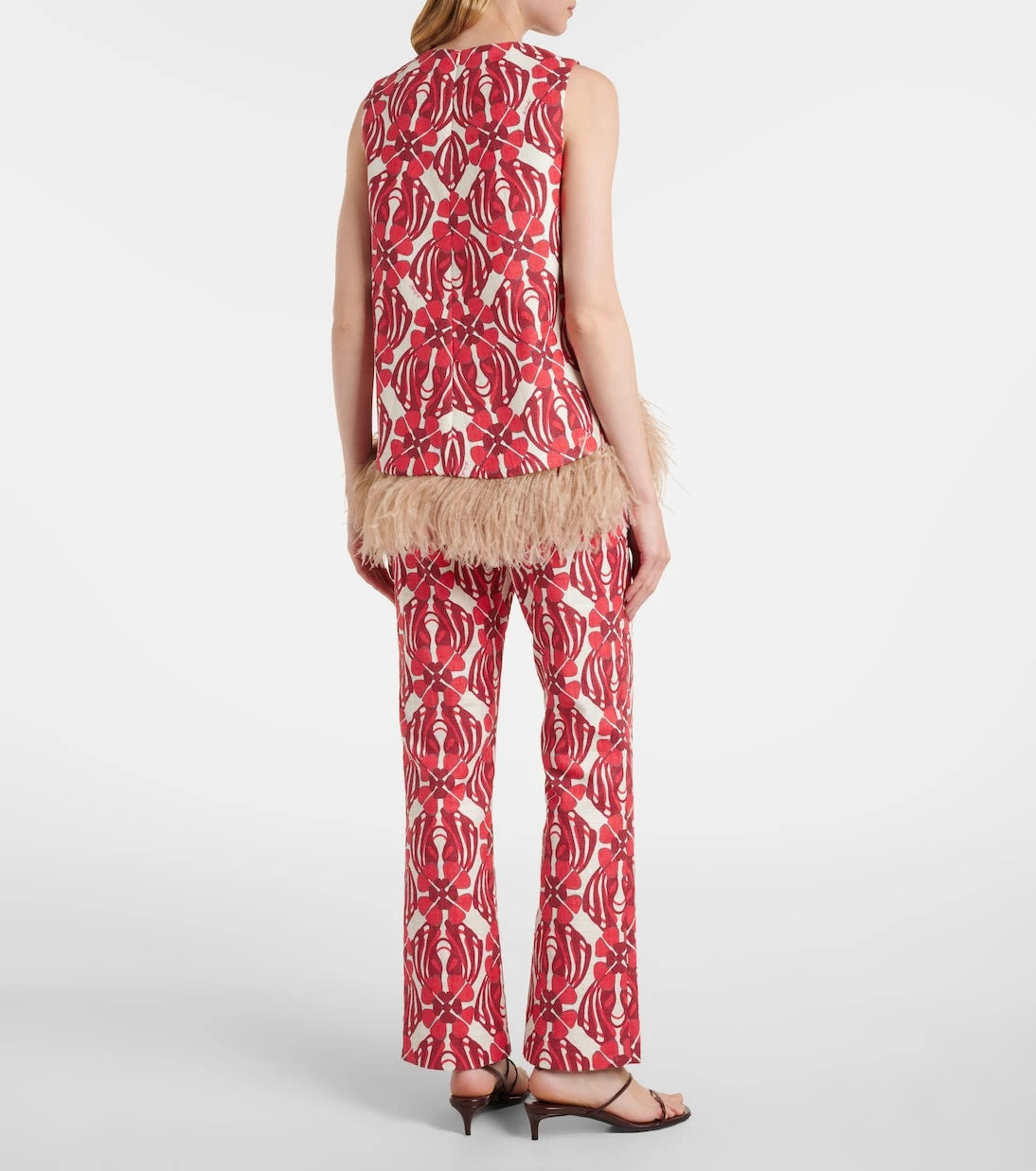 La DoubleJ - La Scala feather-trimmed cotton top