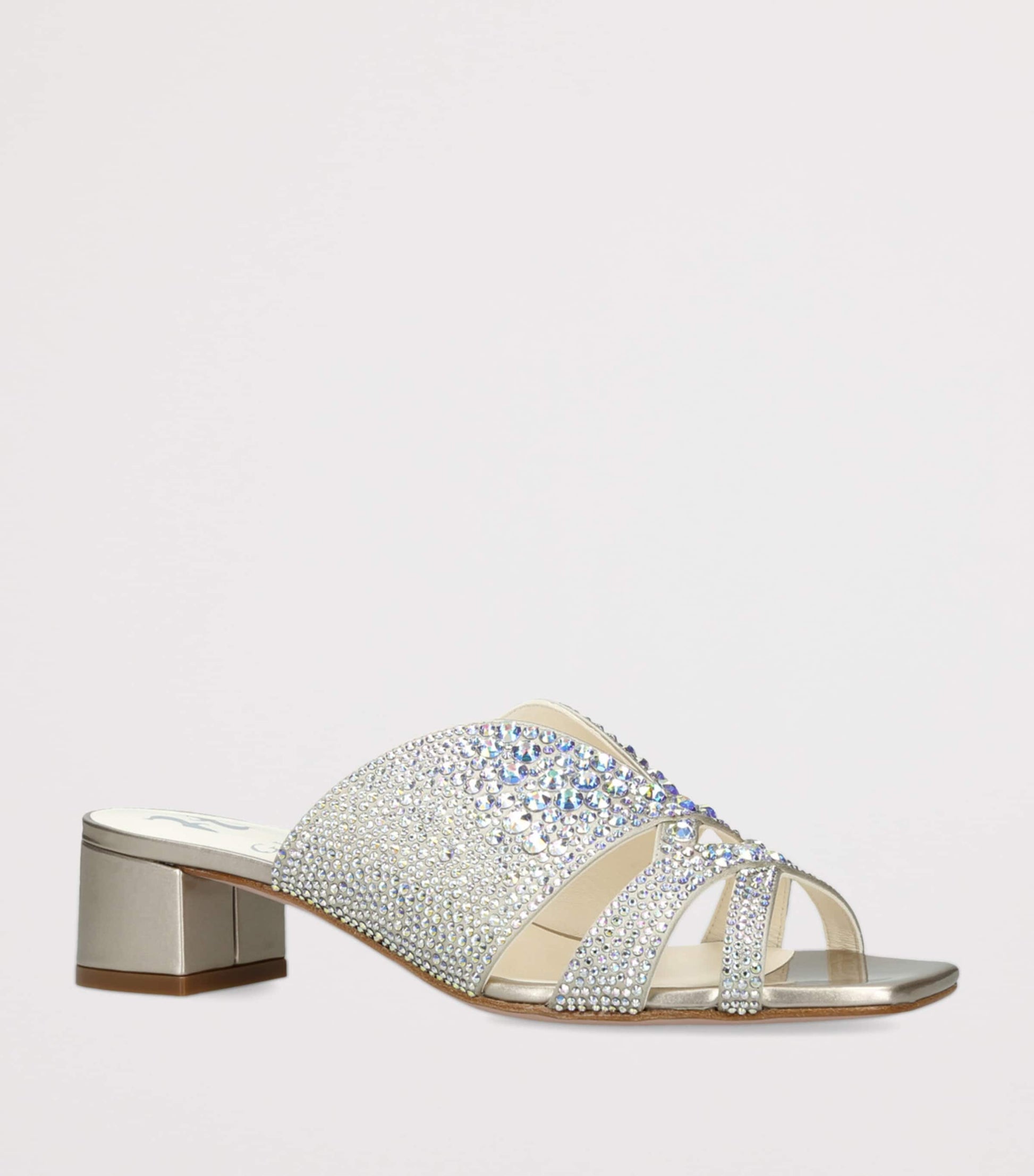 Gina White Leather Embellished Stevie Mules 35