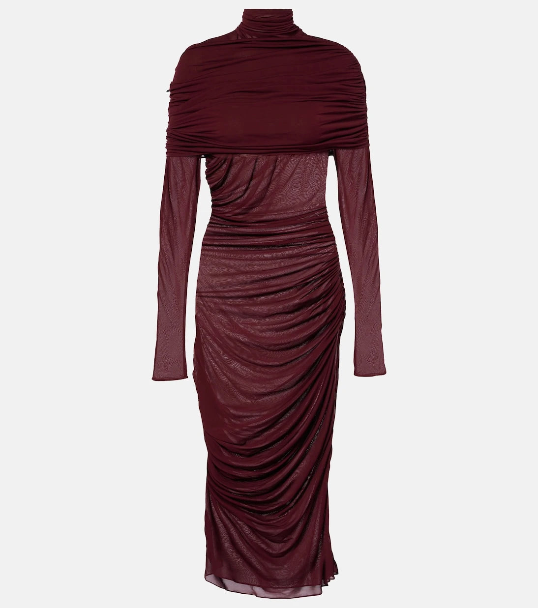 Mugler - Sheer ruched midi dress