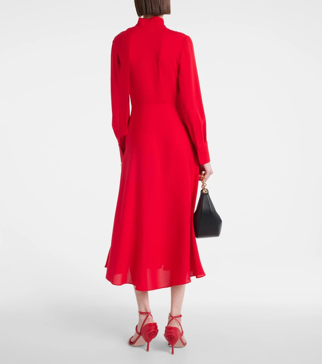 Valentino - Tie-neck silk midi dress