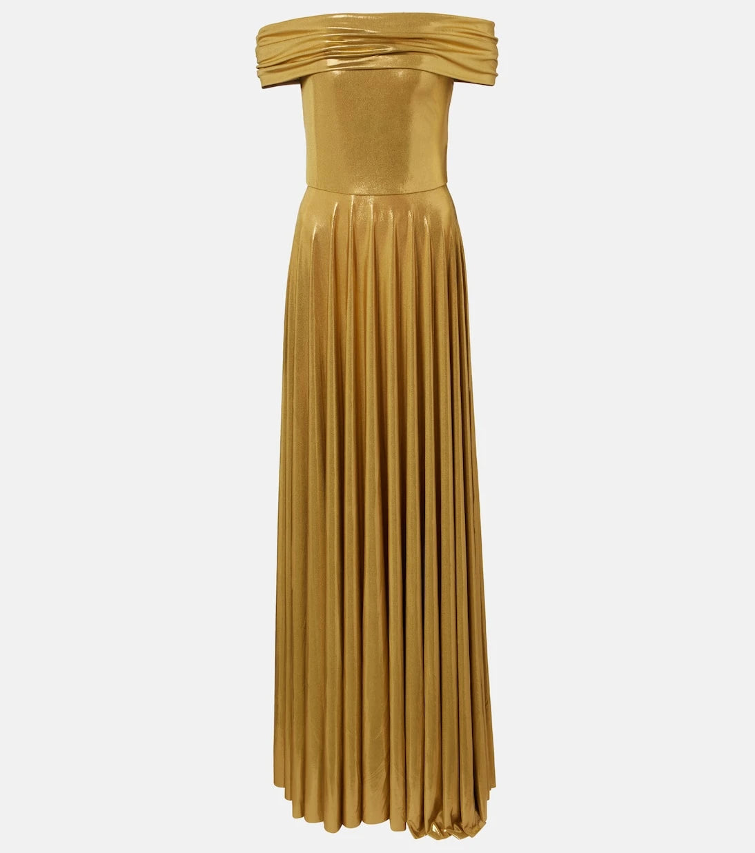 Norma Kamali - Off-shoulder lamè maxi dress
