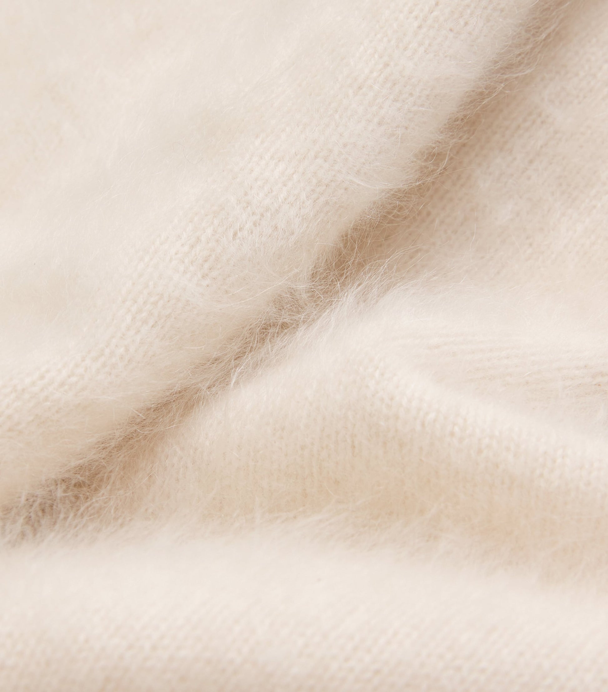 Soft Goat Ivory Brushed Cashmere Crew-Neck Sweater