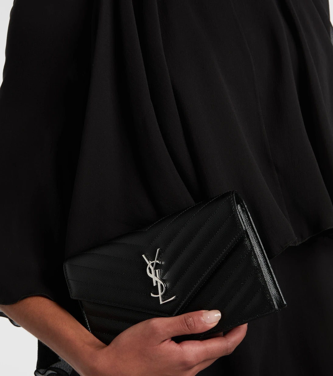 Saint Laurent - Cassandre Envelope Small leather wallet on chain