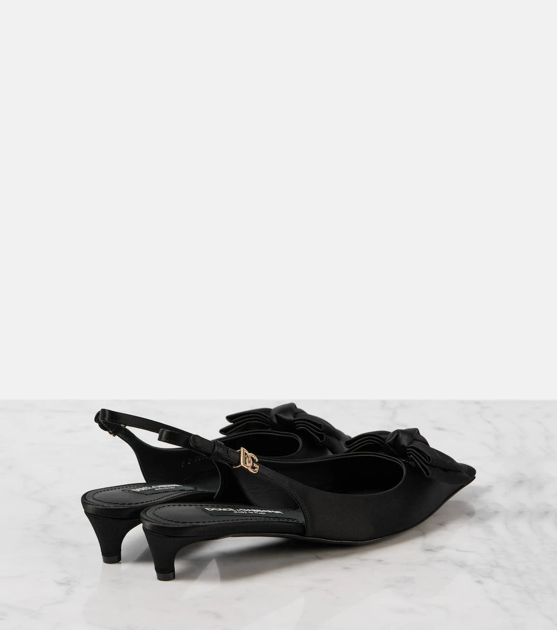 Dolce&Gabbana - Bow-detail satin slingback pumps