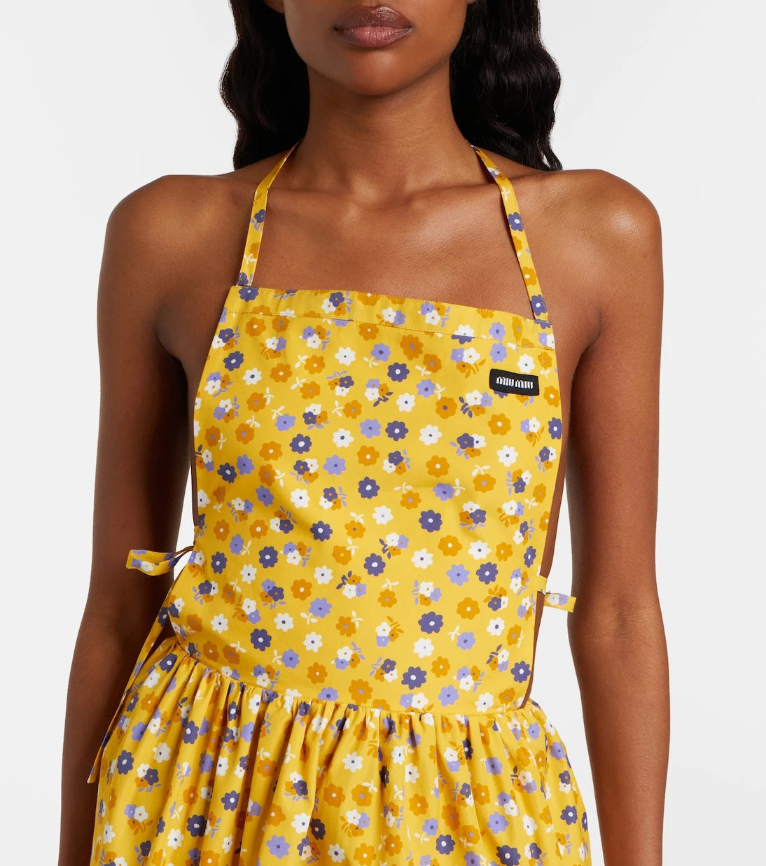 Miu Miu - Floral open-back cotton poplin minidress