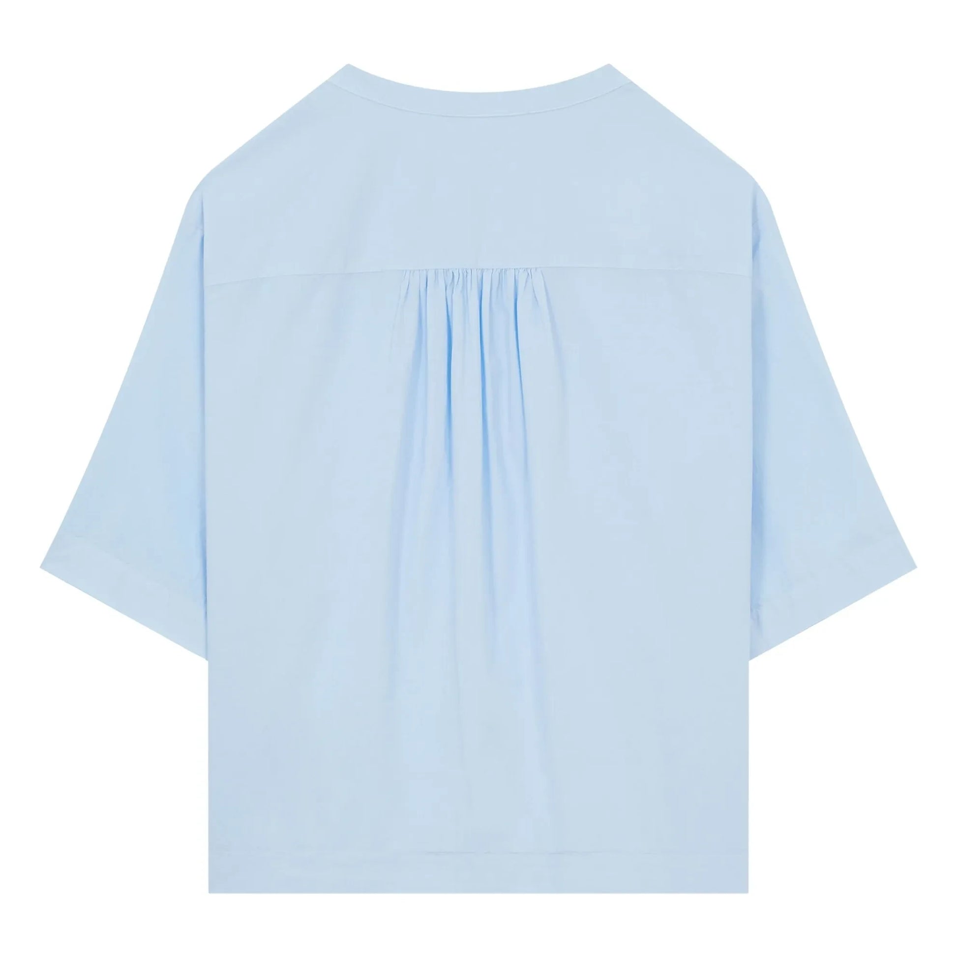 Pomandère - Cotton Poplin Short Sleeve Blouse | Light blue