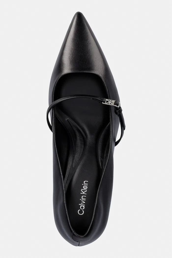 Calvin Klein обувки с ток от кожа ESS STILETTO 70 MJ LTH HDW