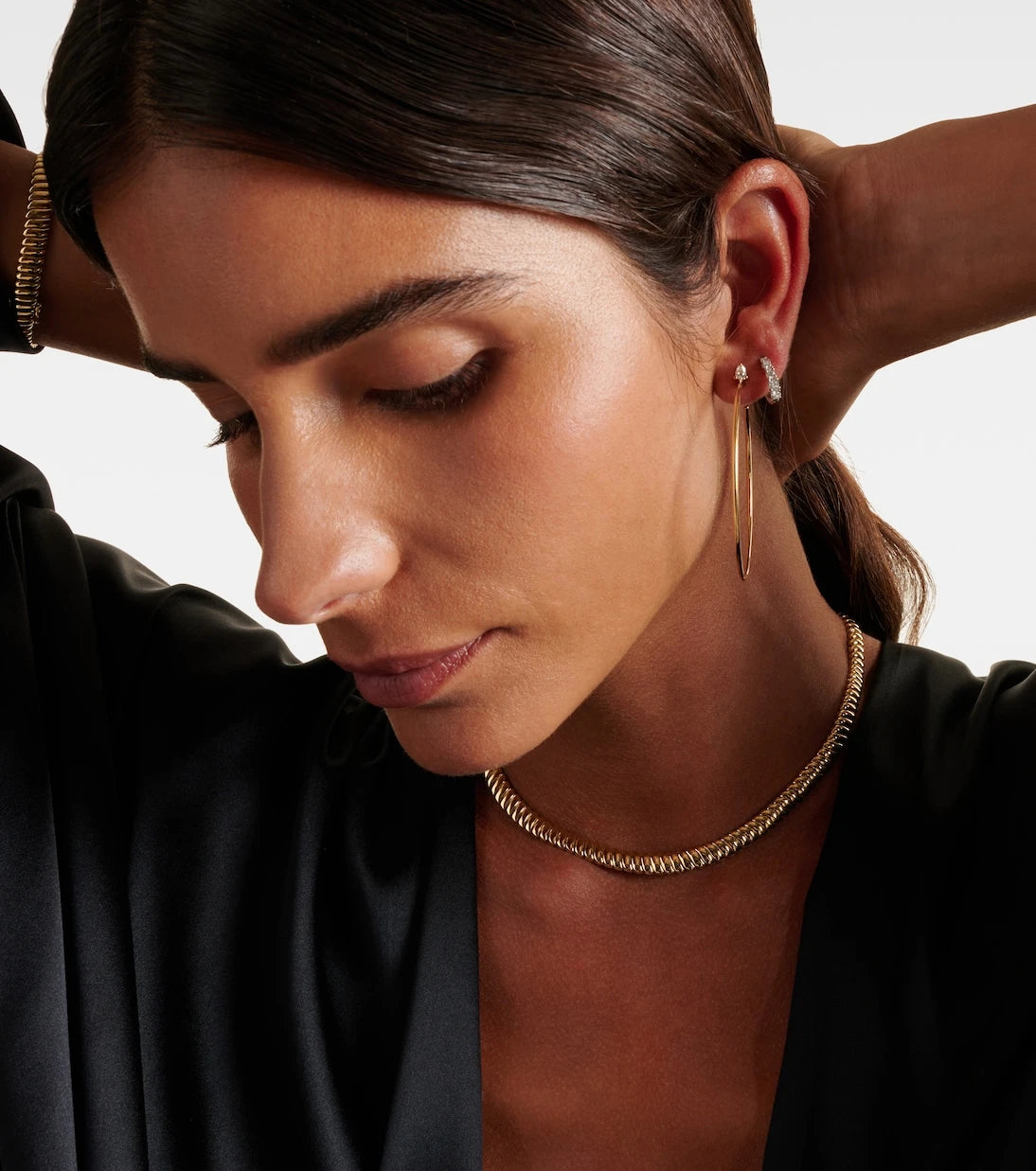 Anita Ko - 18kt gold hoop earrings with diamonds