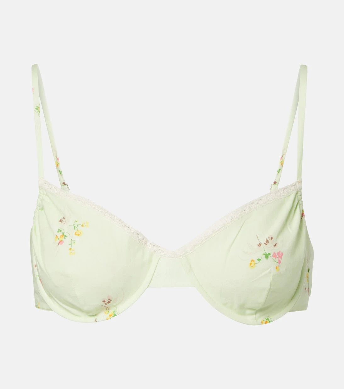 Prada - Floral lace-trimmed cotton bra top