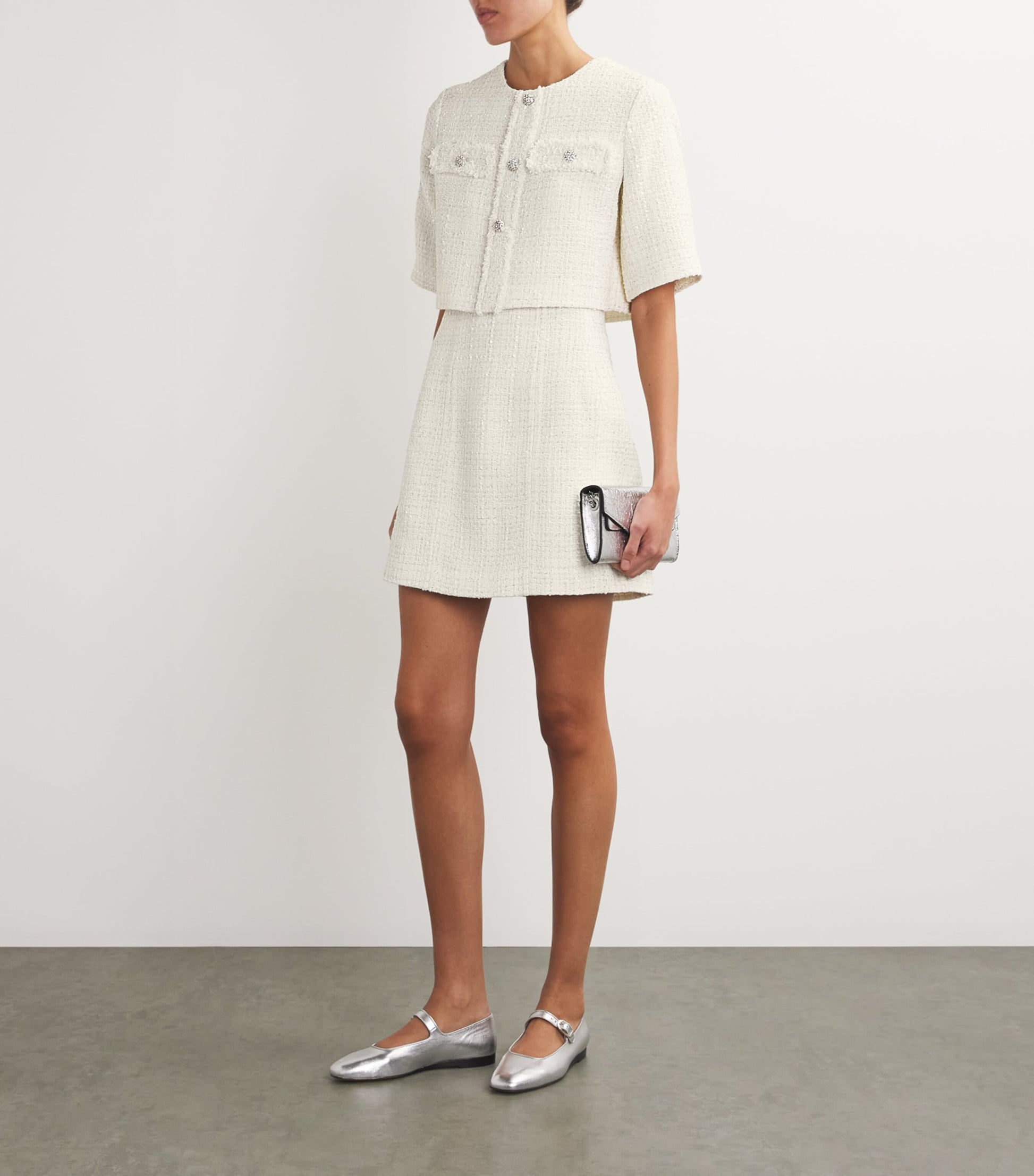 White Tweed 2-In-1 Mini Dress