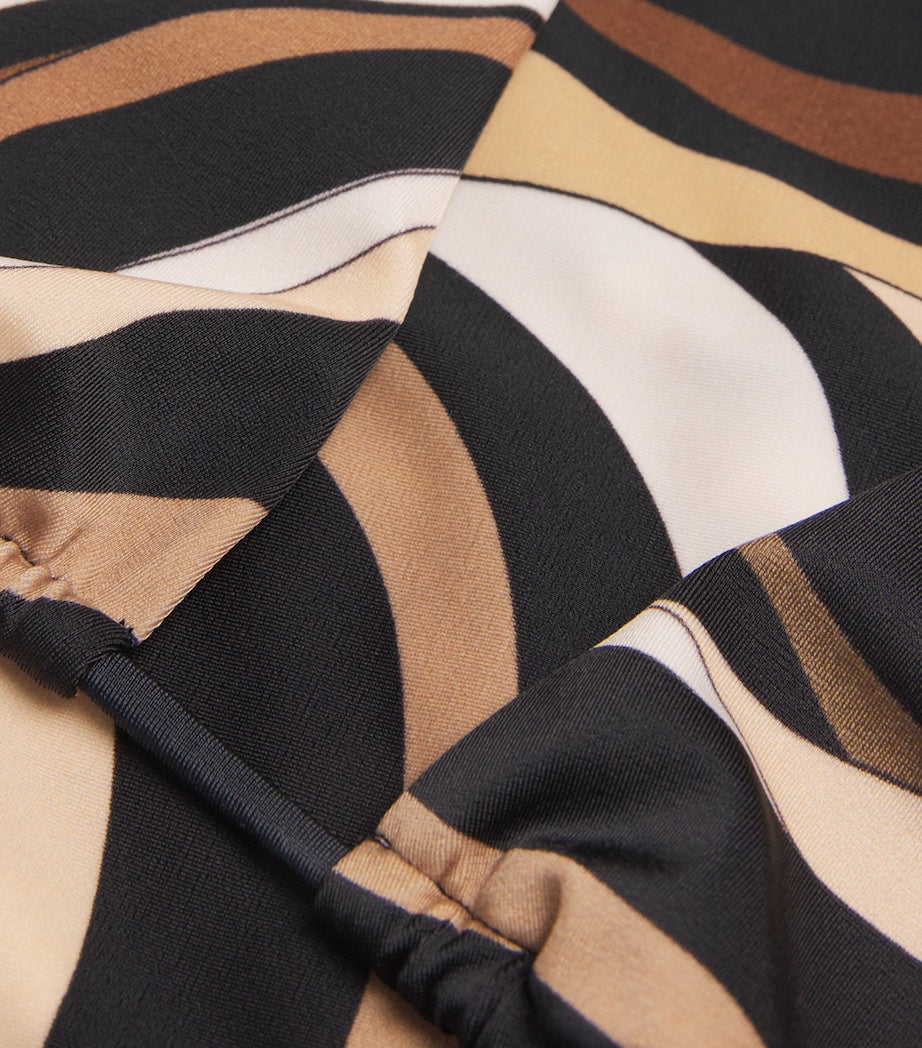 Brown Marmo Print Triangle Bikini Top