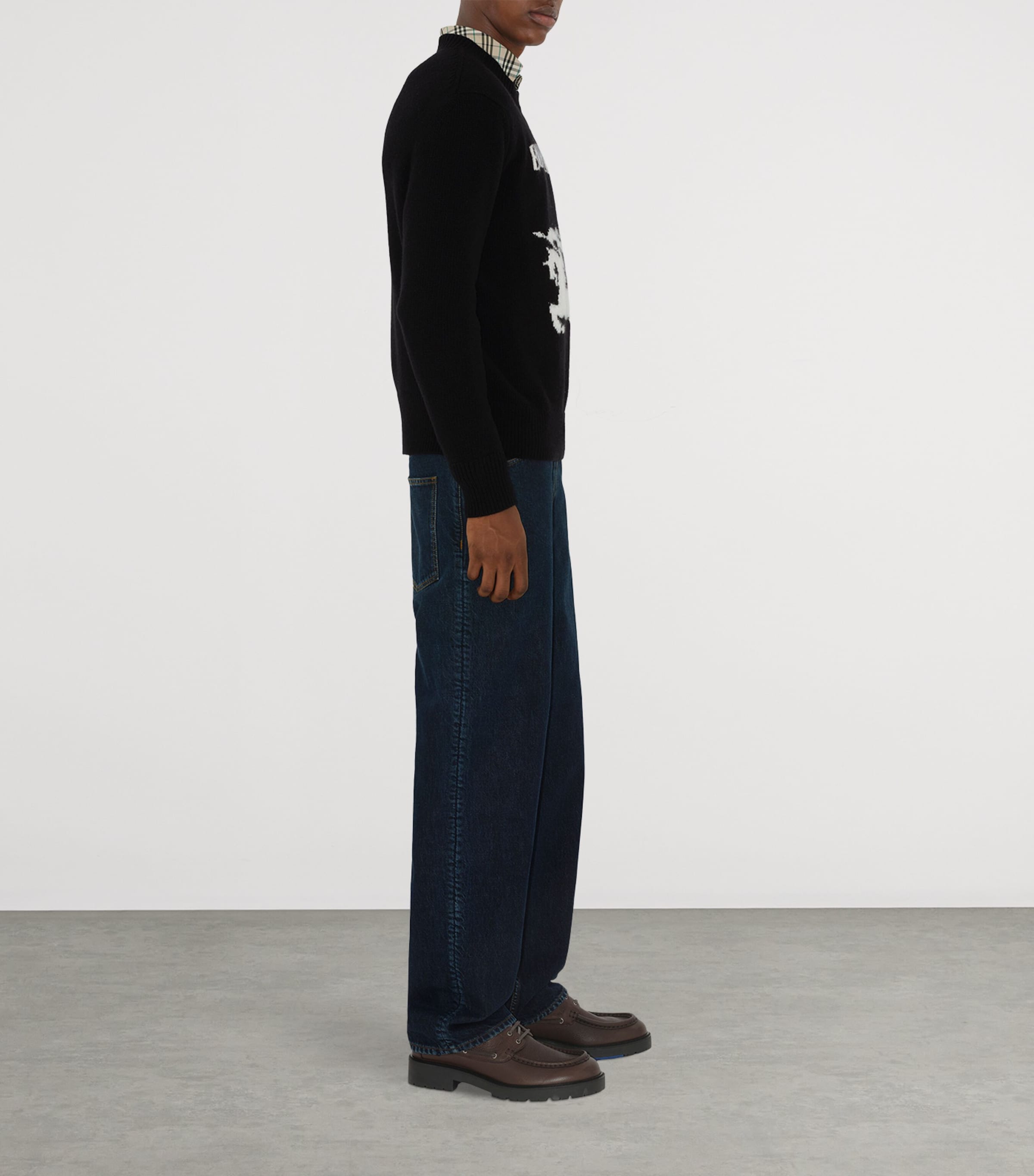 Black Wool-Cashmere Equestrian Knight Sweater