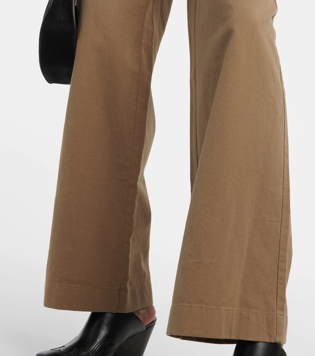 Vince - High-rise cotton twill wide-leg pants