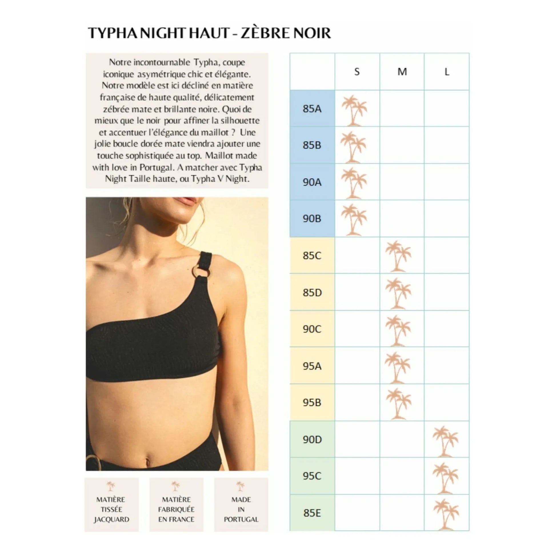 Fresh & Salt - Typha Zebra Asymmetrical Swimsuit Top | Black
