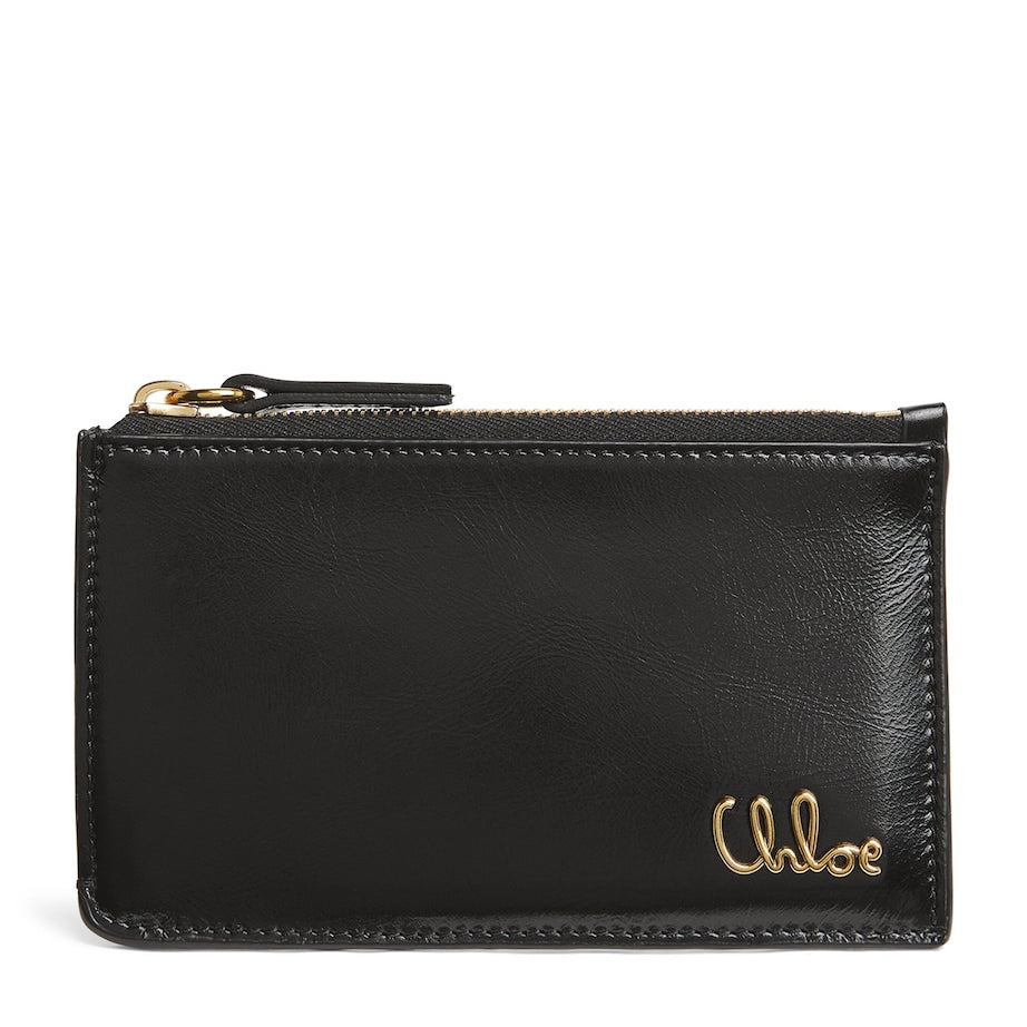 Black Small Calfskin Zipped Card Holder