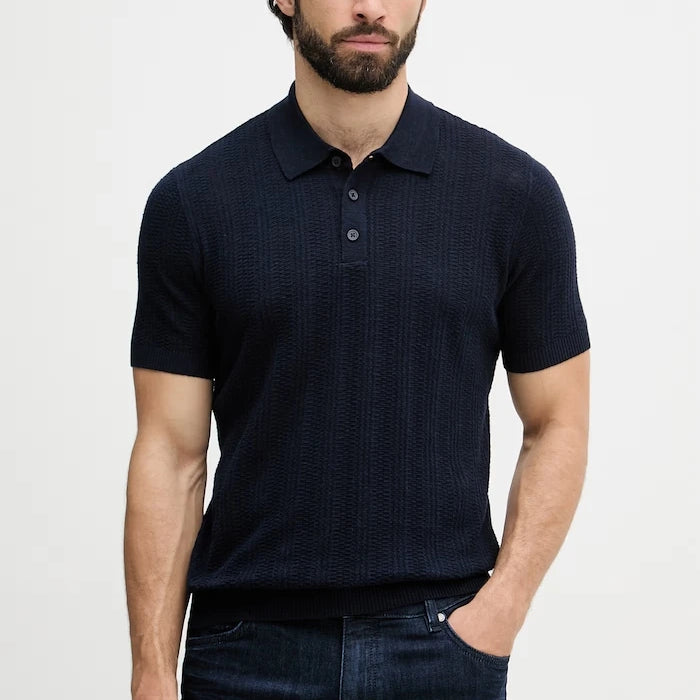 Yaka detaylı erkek keten karışımlı polo tişört United Colors of Benetton