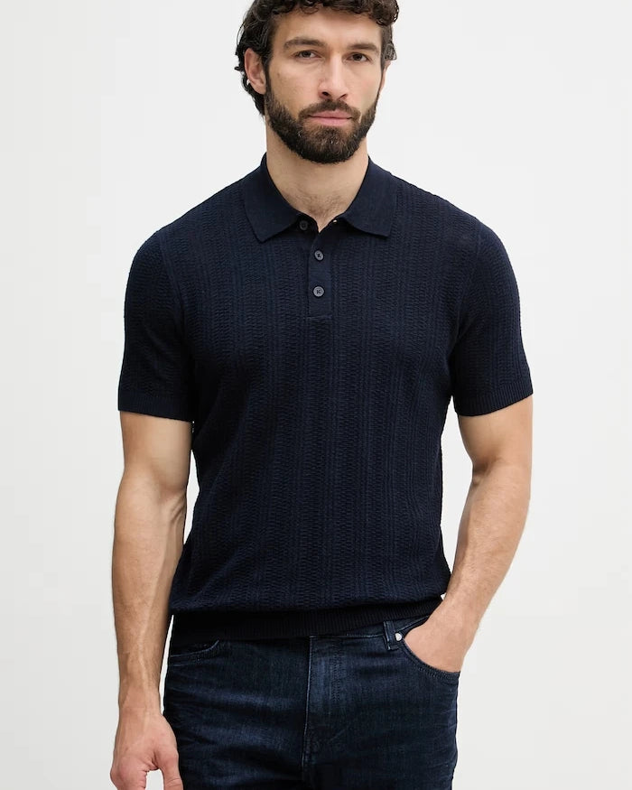 Yaka detaylı erkek keten karışımlı polo tişört United Colors of Benetton