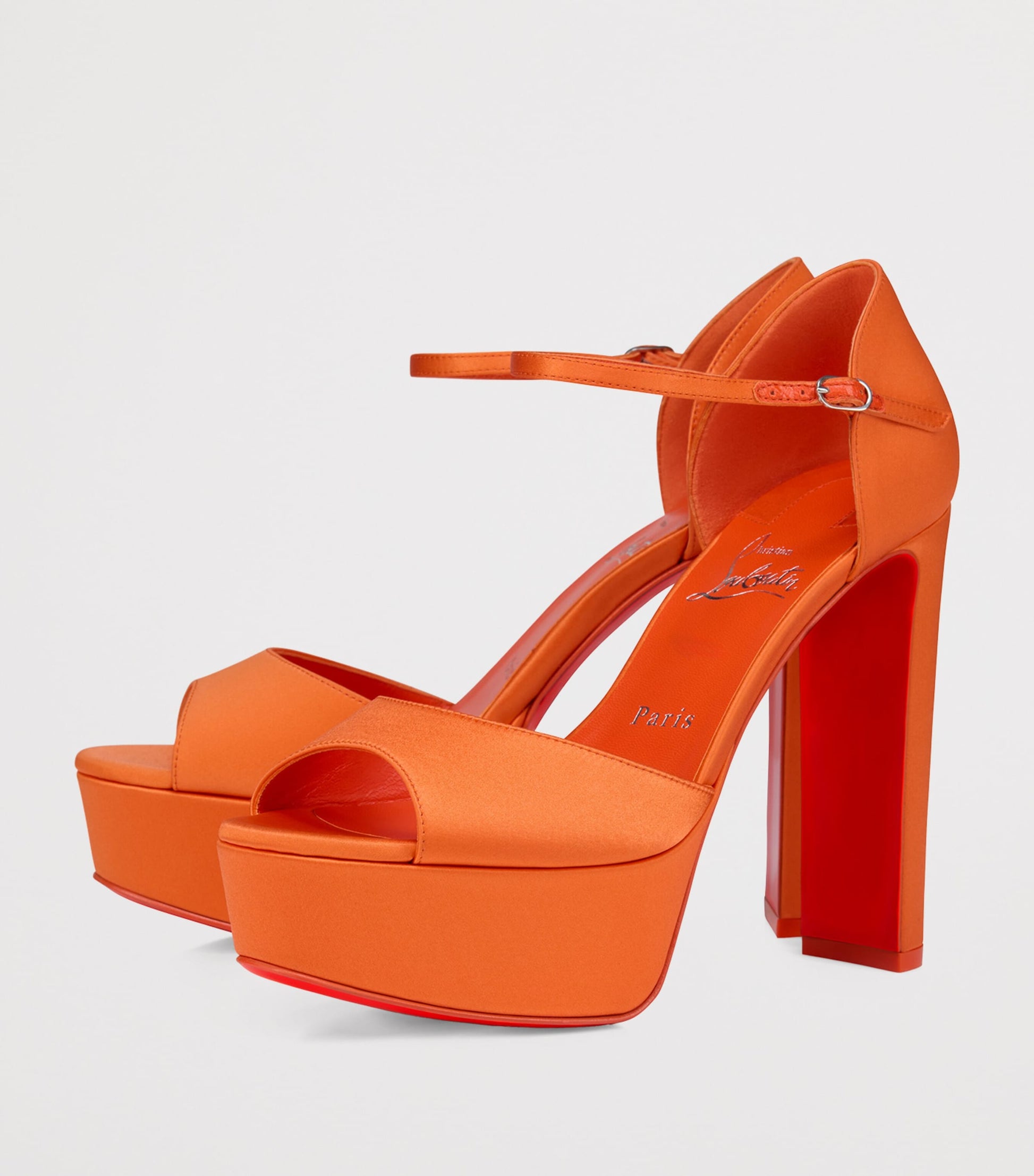 Christian Louboutin Red Sandaloo Silk Platform Sandals 130