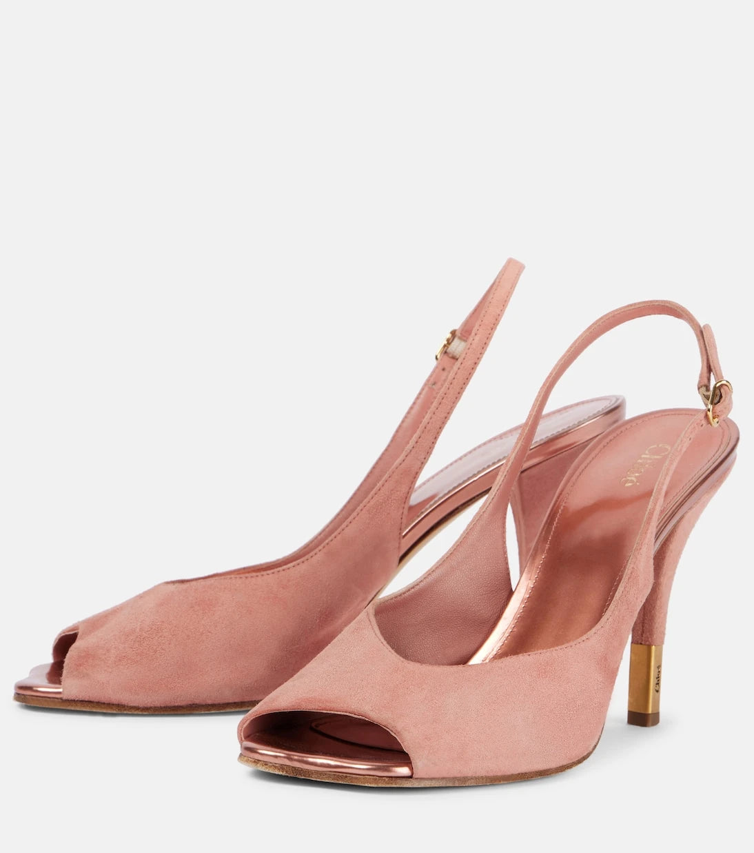 Chloé - Flower 95 suede peep-toe pumps