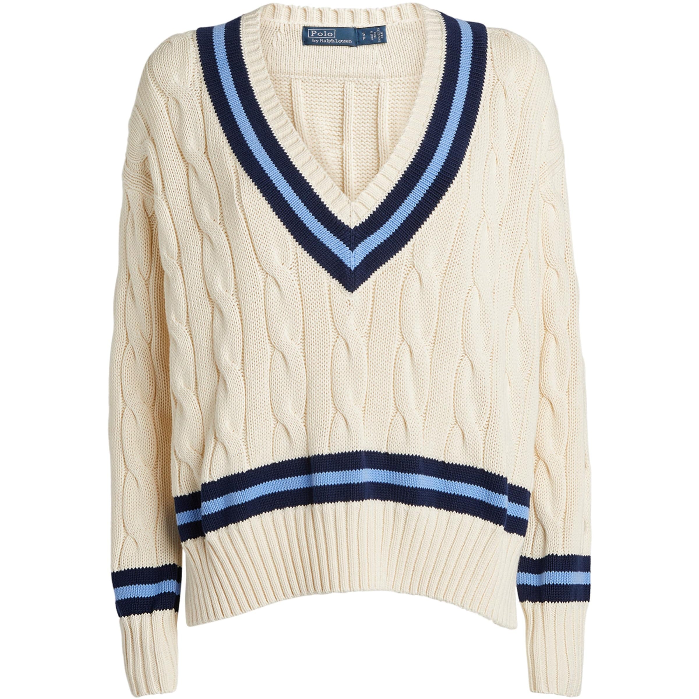 Polo Ralph Lauren Blue Cable-Knit Cricket Sweater
