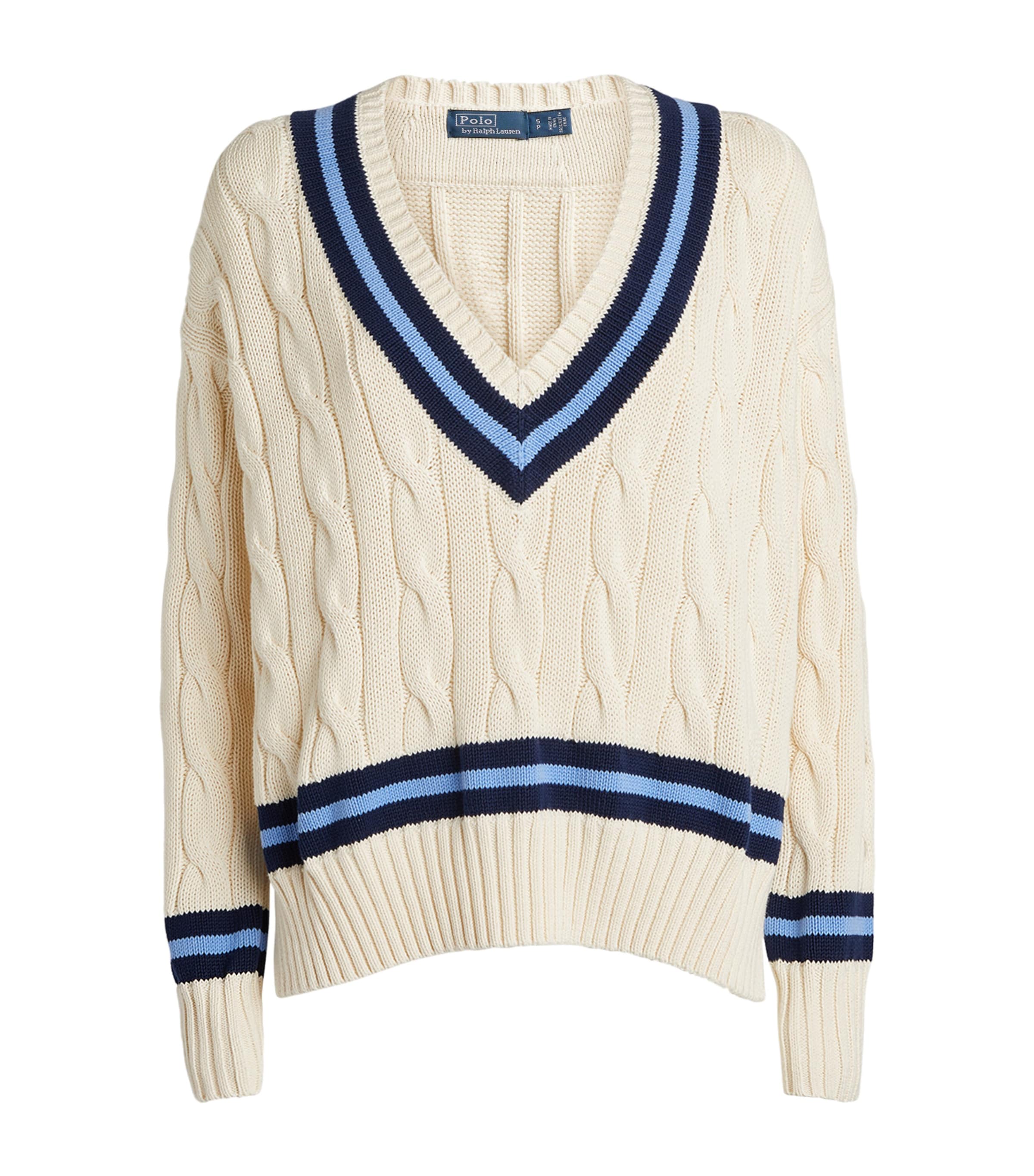 Polo Ralph Lauren Blue Cable-Knit Cricket Sweater