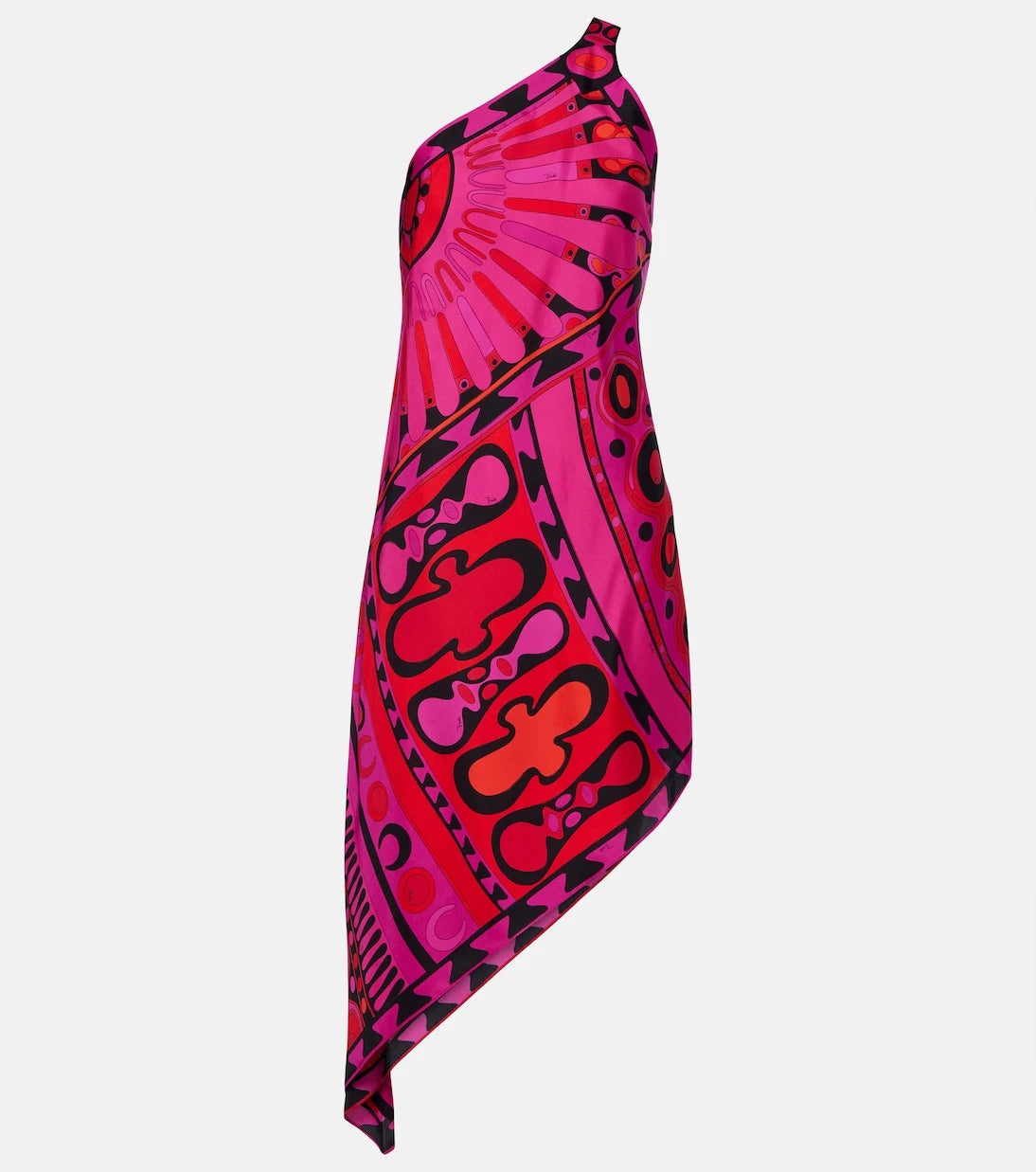 Pucci - Soleil asymmetric silk twill midi dress