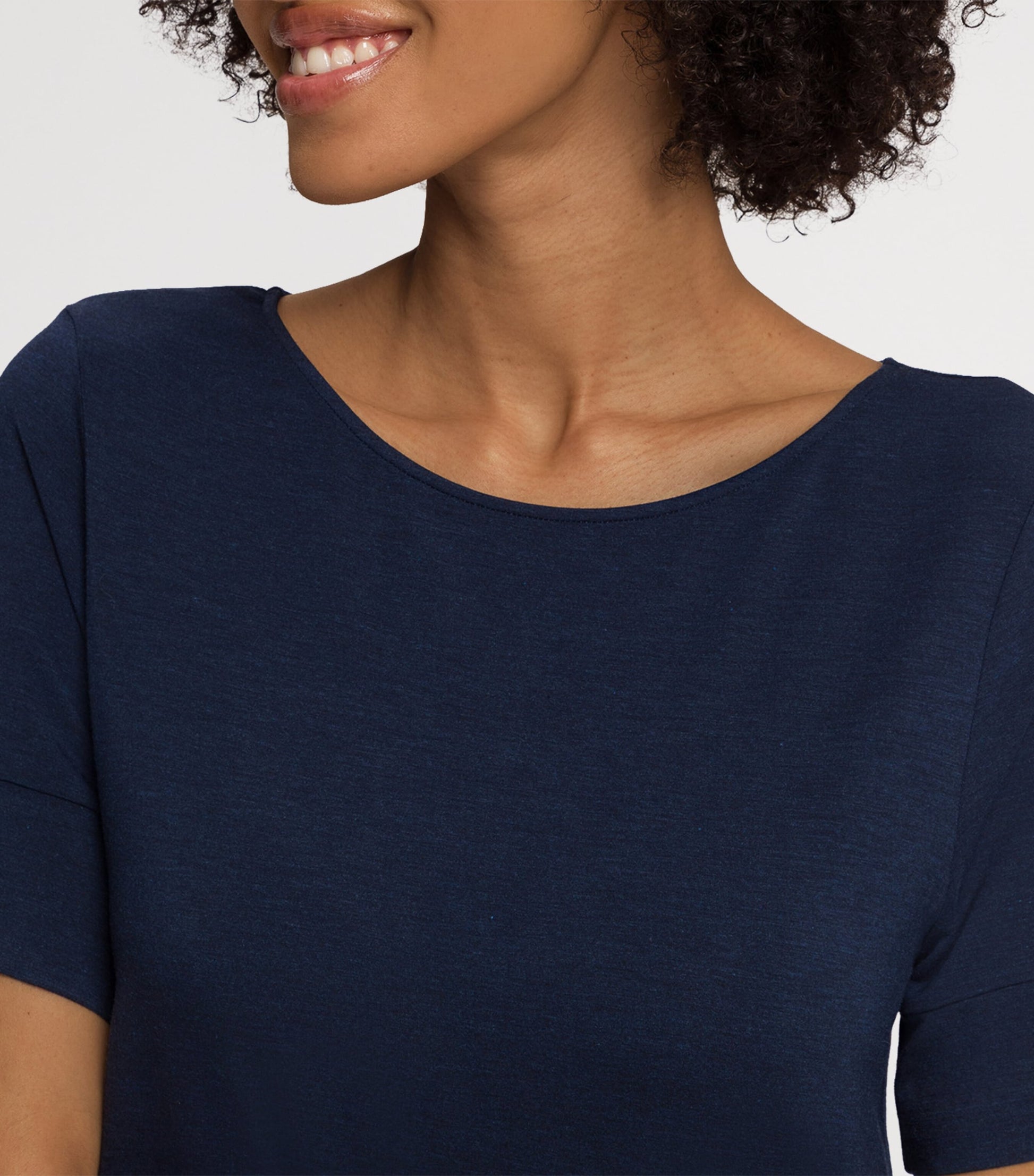 Hanro Navy Short-Sleeve Nightdress