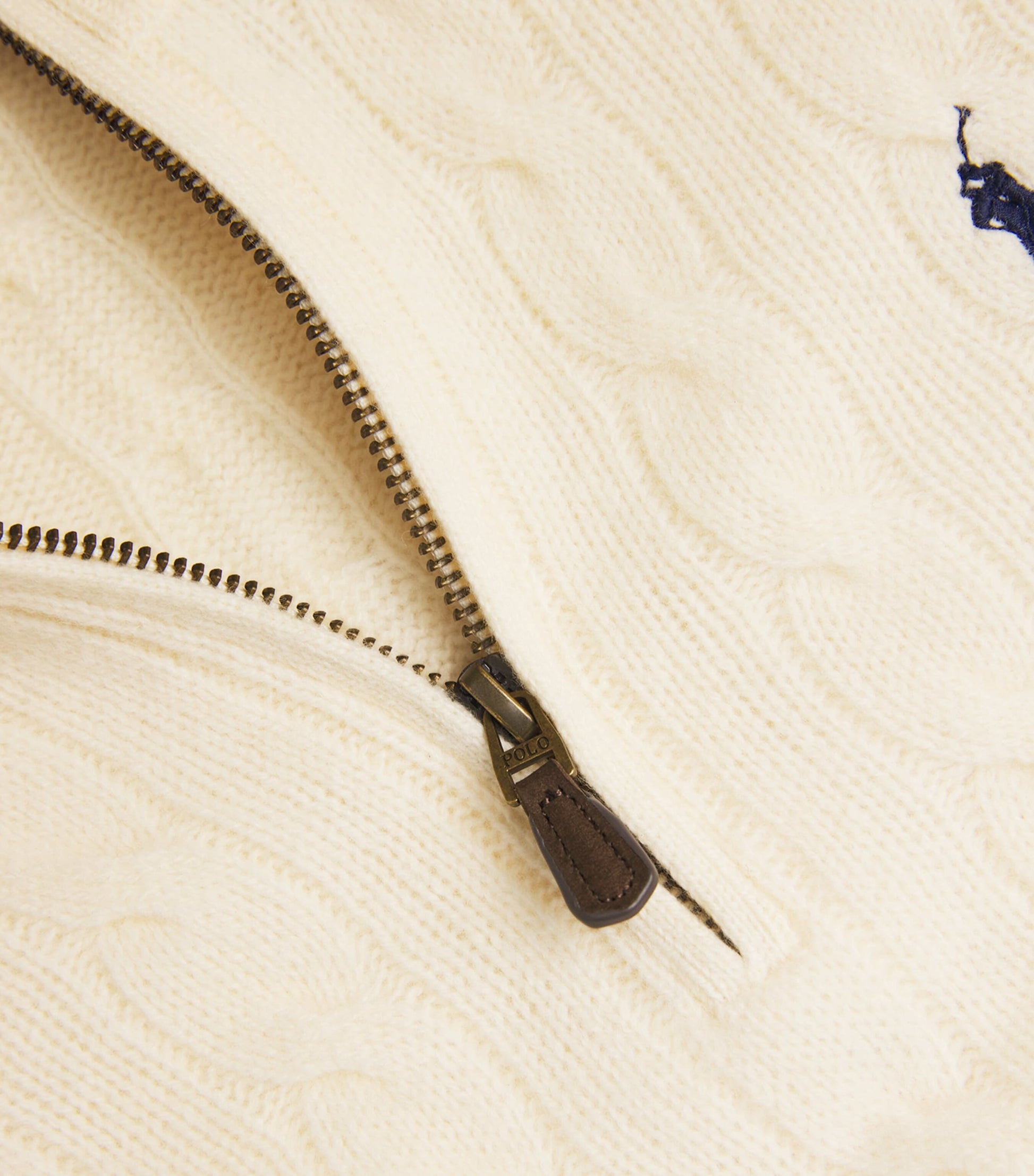 Polo Ralph Lauren White Wool-Cashmere Cable-Knit Quarter-Zip Sweater