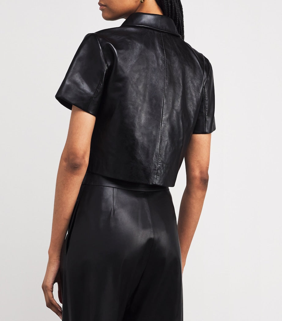 Maje Black Cropped Leather Jacket