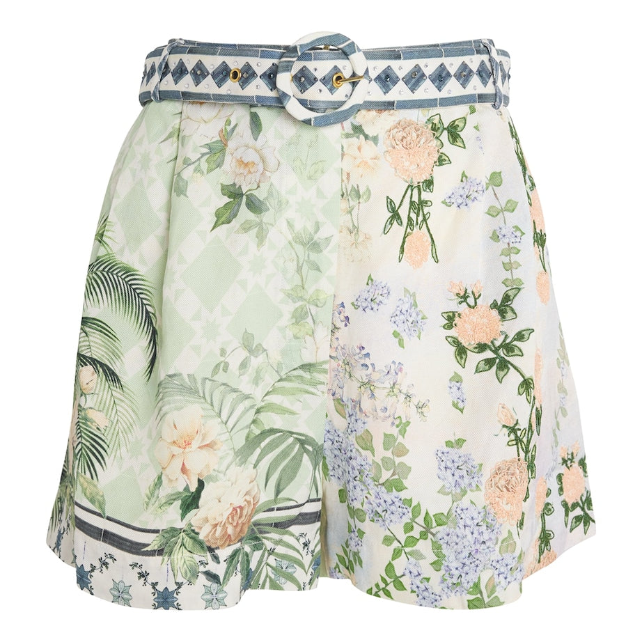 Blue Jardim Party Belted Shorts