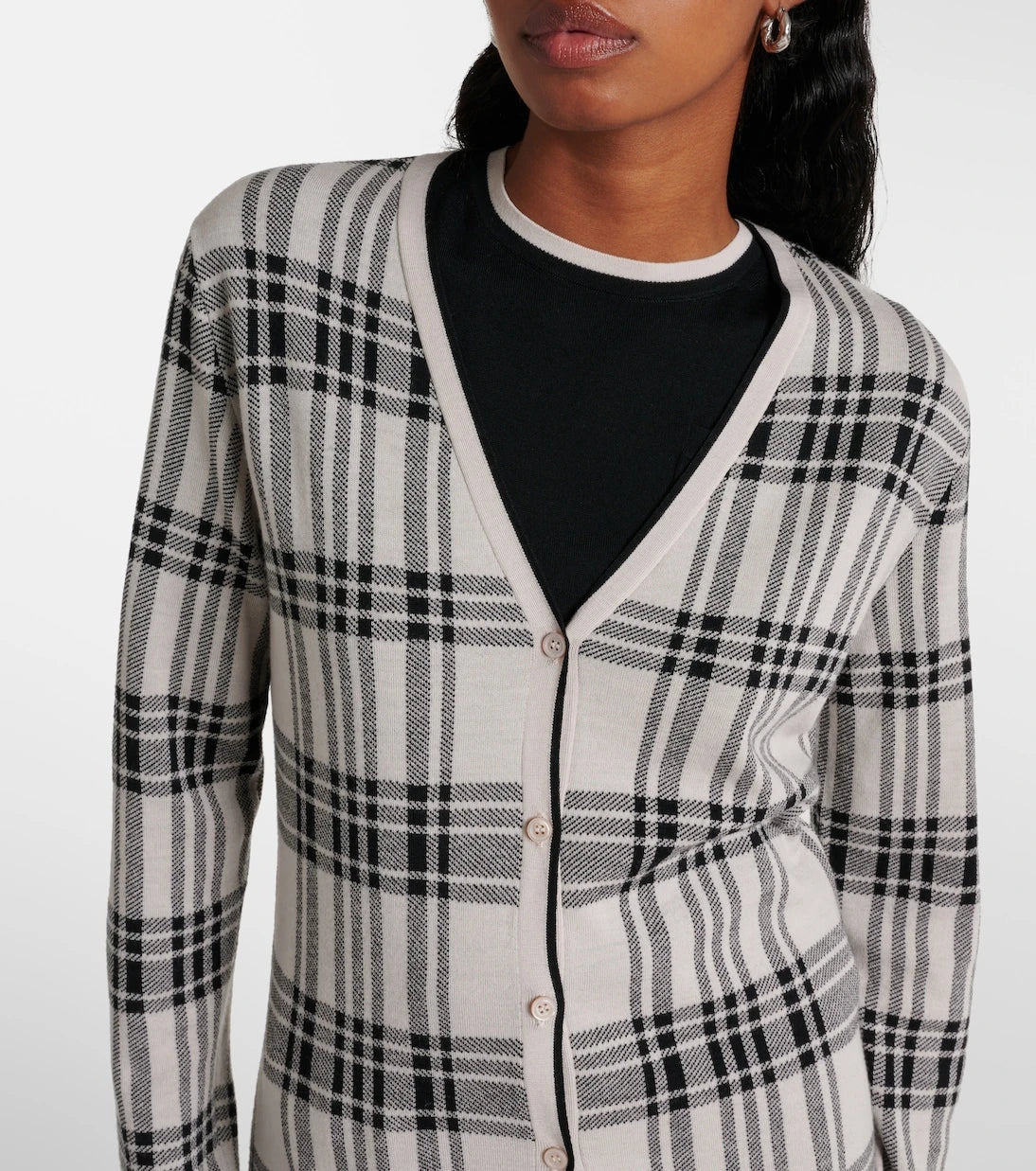 'S Max Mara - كارديجان جيارا من الصوف الكاروهات