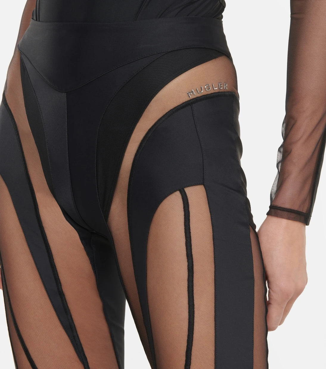 Mugler - شورت راكب دراجة بألواح شبكية