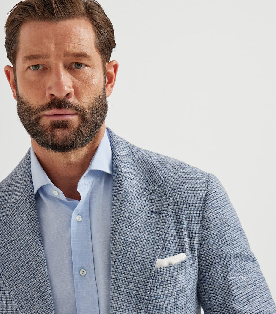 Brunello Cucinelli Blue Silk-Wool-Cashmere Deconstructed Blazer